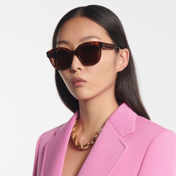 CELINE Square S167 Triomphe Logo Sunglasses in Dark Havana CL40167I - Picture 3 of 4